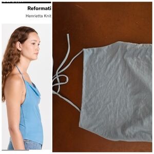 Reformation Henrietta Blue Knit Drape Cowl Tank Top Xs